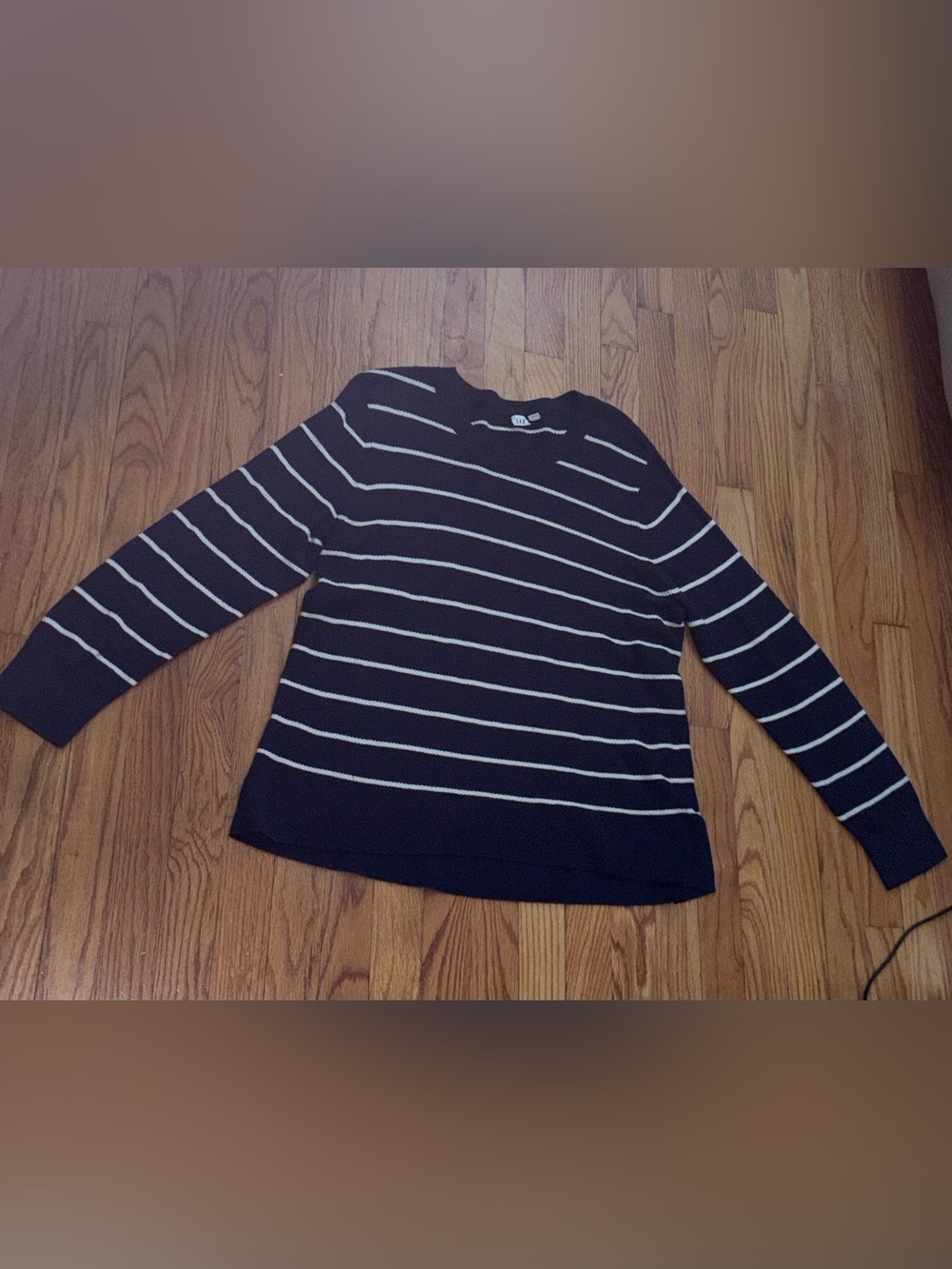 GAP Women’s XL Navy White Striped Knit Sweater Long Sleeve Crew Neck - Picture 5 of 9
